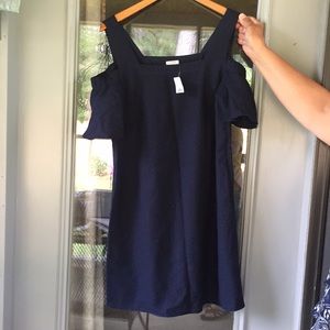 Navy J Crew cold shoulder dress medium